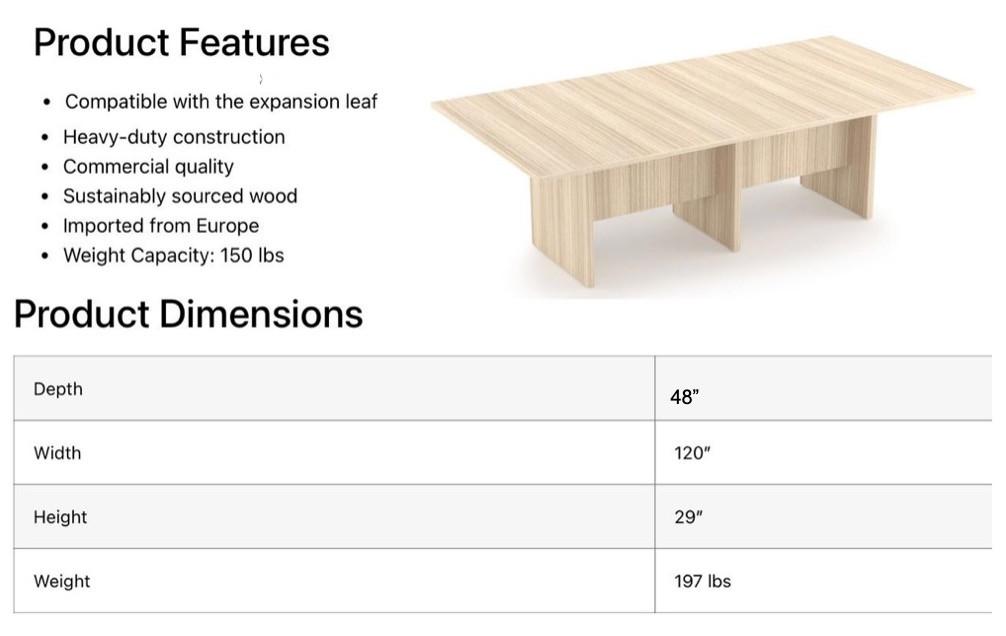  i5 Industries Rayne 10' Expandable Rectangular Conference Table RN-CT120-NP 
