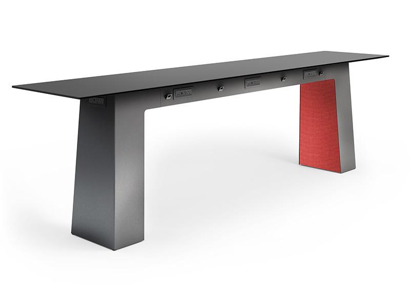  SurfaceWorks Nemo 12' Standing Height Collaborative Bar Table with Fabric Infill Leg Panels 