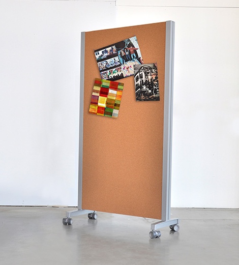 SurfaceWorks Dewey 20"D x 40"W x 75"H Full Length Tackable Fabric Panel Cart and Space Divider