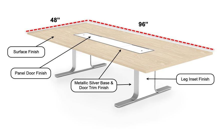  SurfaceWorks Rapport 8' x 4' Modern Powered Conference Table 