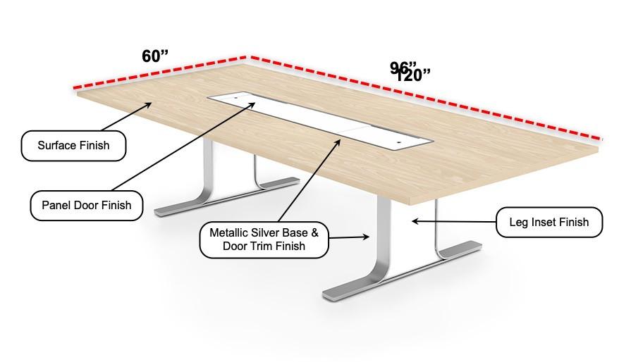  SurfaceWorks Rapport Powered 120" x 60" Modern Conference Table 