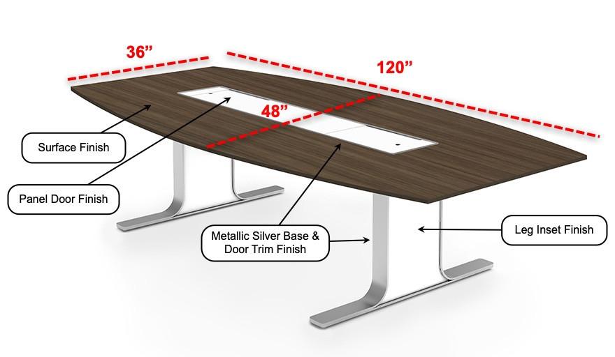  SurfaceWorks Rapport 10' x 4' Powered Boat Shaped Conference Table 