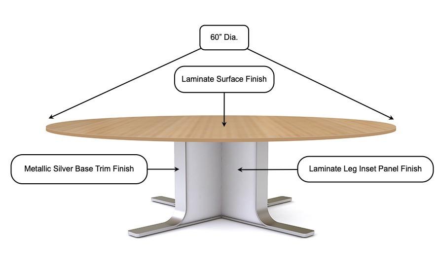  SurfaceWorks Rapport Collection 60" Large Round Meeting Table 