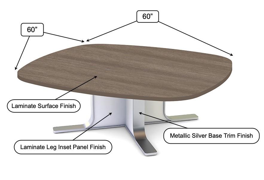  SurfaceWorks Rapport Collection 60" x 60" Squircle Top Meeting Table 