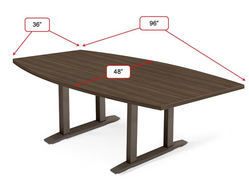  SurfaceWorks Freedom Collection 8' Boat Shaped Conference Table with Metal Base 