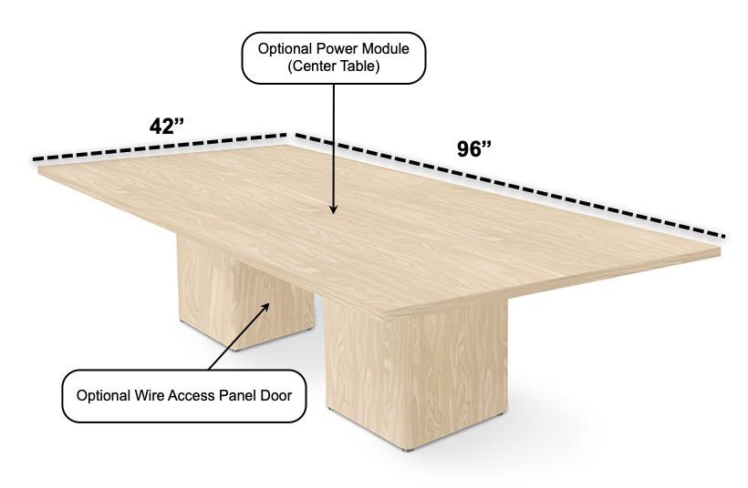  SurfaceWorks Jefferson 96" x 42" Rectangular Cube Base Conference Table (Available with Power!) 