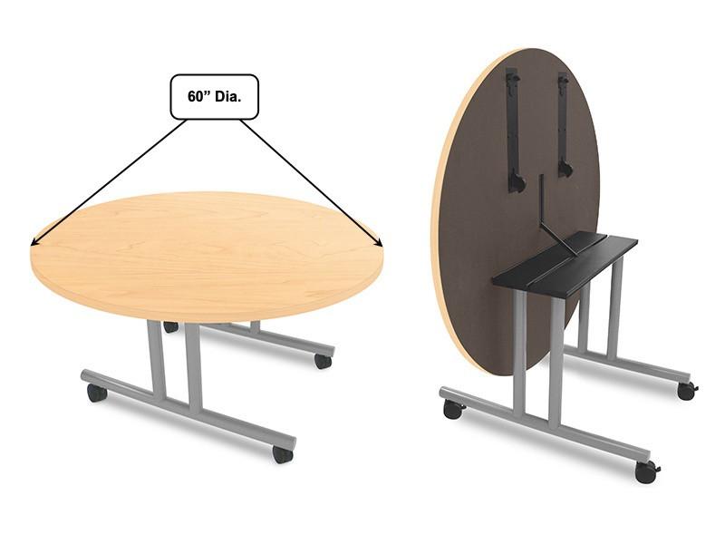  SurfaceWorks Extol T-Flip Collection 60" Diameter Flip Top Multi-Purpose Meeting Table 