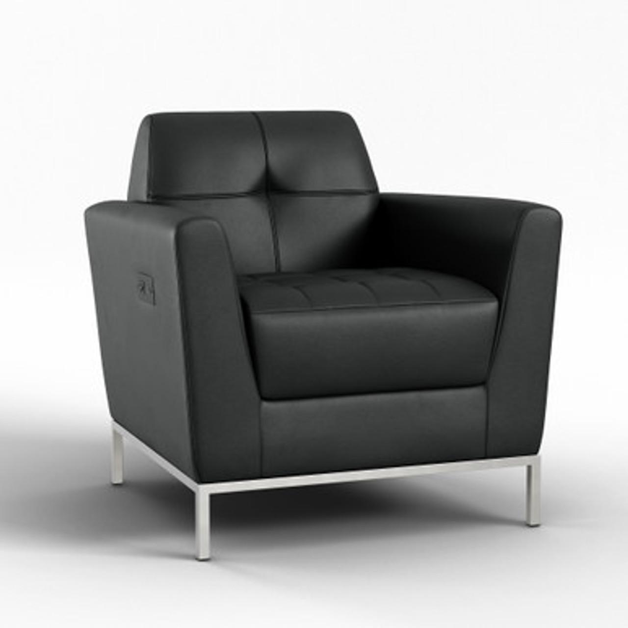  Office Source Parker Tufted PU Leather Club Chair with Power Inputs OSRL3027 