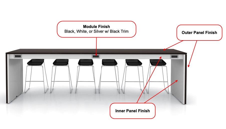  SurfaceWorks Rapport 42"D x 144"W x 36"H Counter Height Dual Sided Power Island Table 