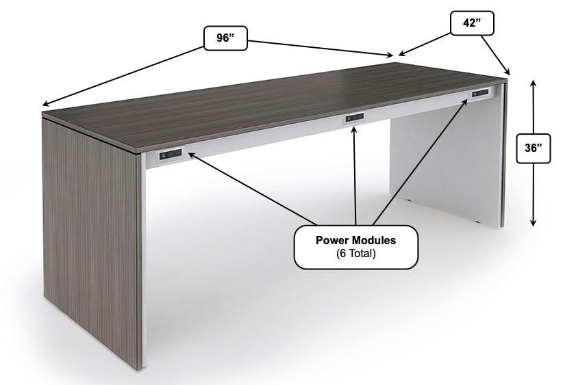  SurfaceWorks Rapport 42"D x 96"W x 36"H Counter Height Collaborative Island with 6 Power Modules 