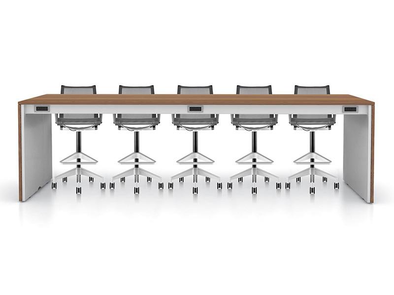  SurfaceWorks Rapport 42"D x 144"W x 42"H Bar Height Collaborative Table with 6 Power Modules 