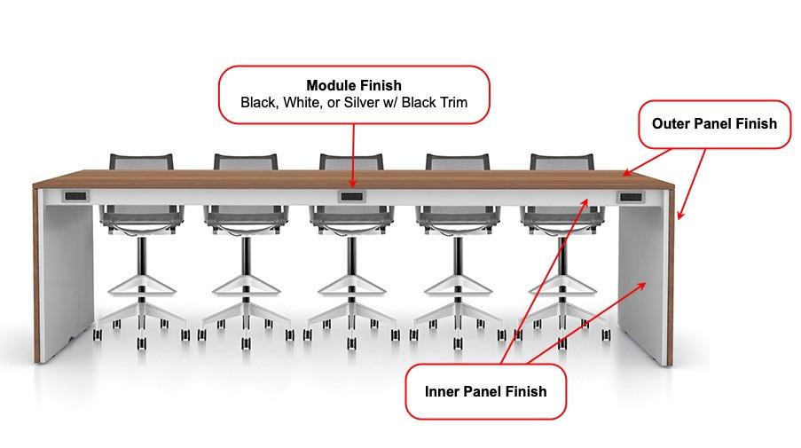  SurfaceWorks Rapport 42"D x 144"W x 42"H Bar Height Collaborative Table with 6 Power Modules 