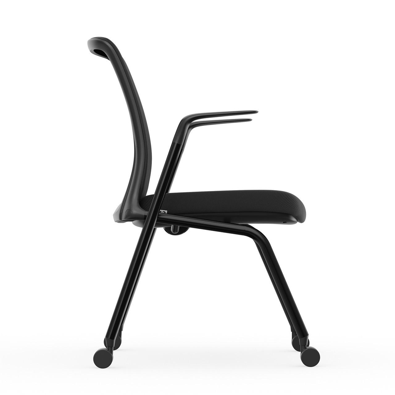  Office Source Orion Multi-Purpose Flip Seat Nesting Chair with Arms OSSN6503FBK (2 Pack!) 