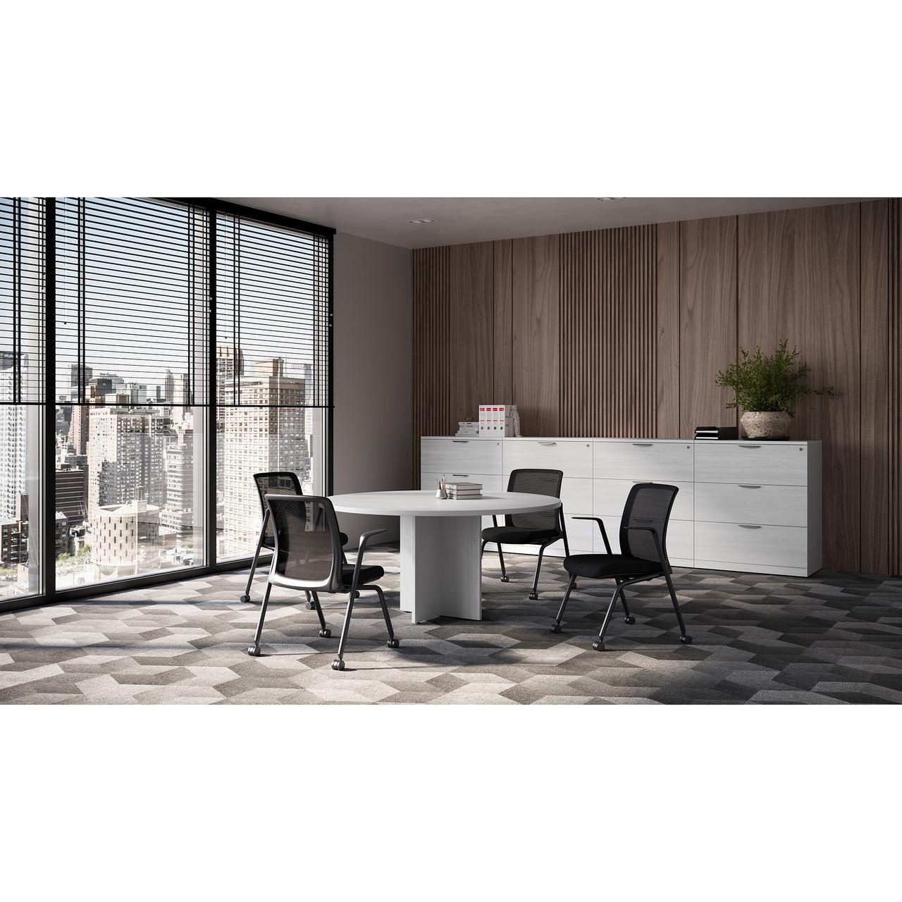  Office Source Orion Multi-Purpose Flip Seat Nesting Chair with Arms OSSN6503FBK (2 Pack!) 