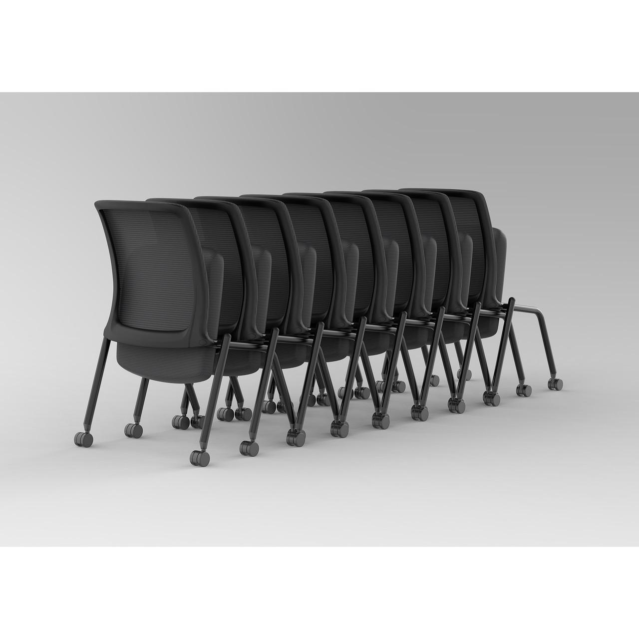  Office Source Orion Armless Flip Seat Nesting Chair OSSN6501BK (2 Pack!) 