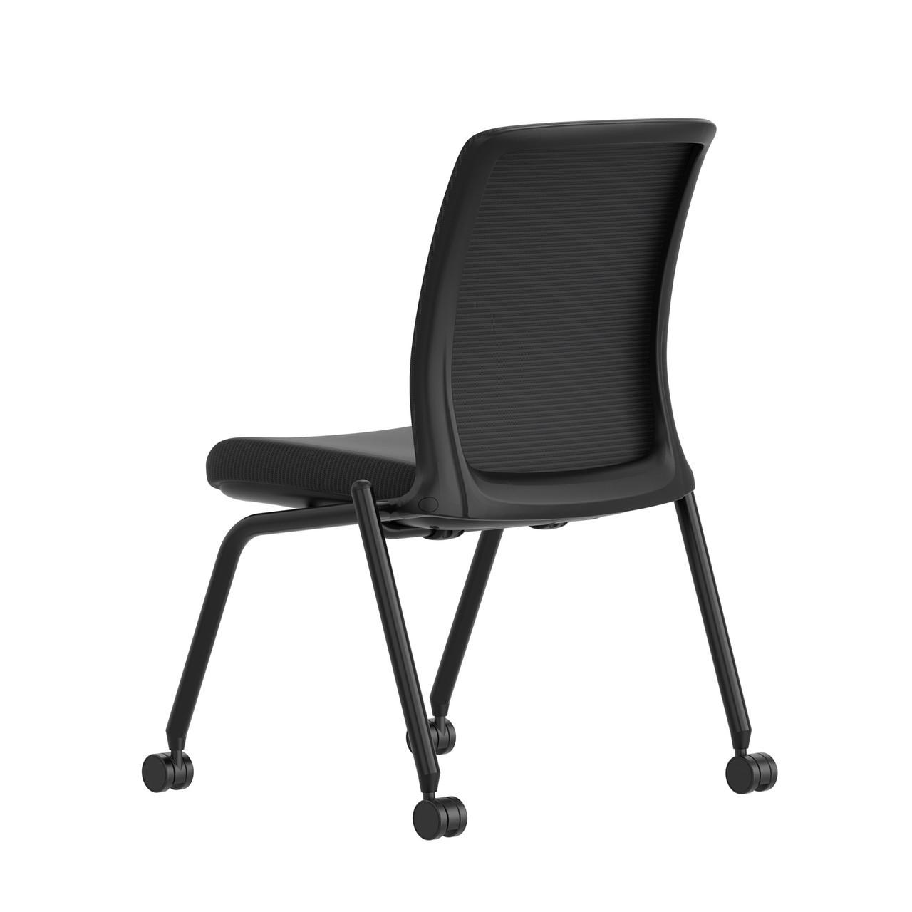  Office Source Orion Armless Flip Seat Nesting Chair OSSN6501BK (2 Pack!) 