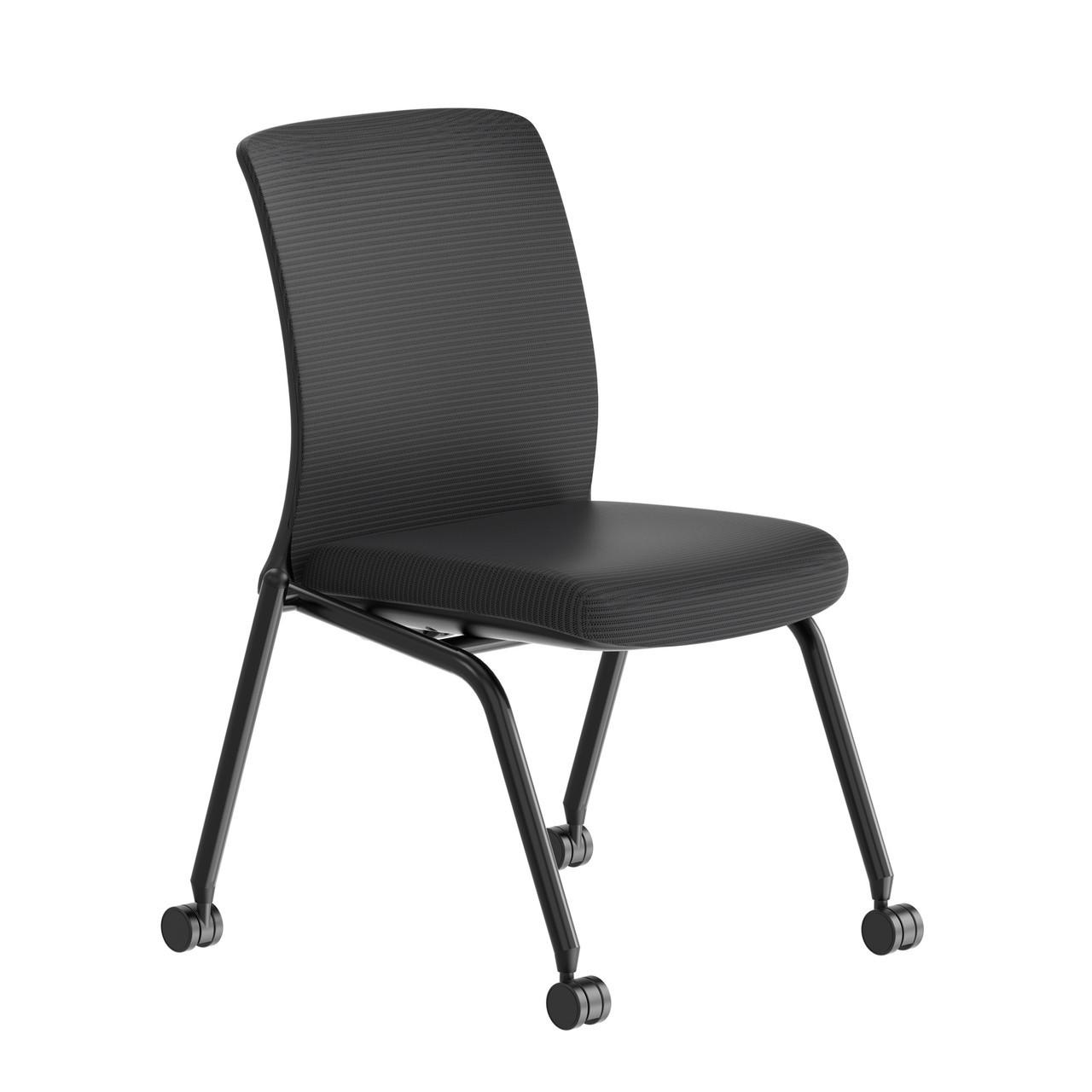  Office Source Orion Armless Flip Seat Nesting Chair OSSN6501BK (2 Pack!) 