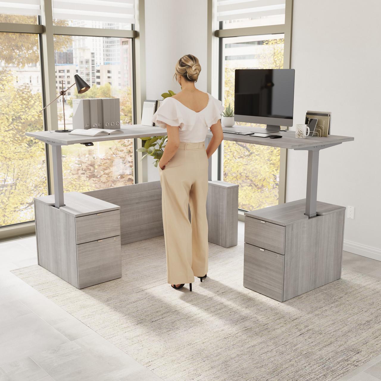  Bush Business Furniture Stratus 72W x 78D Height Adjustable L Shaped Standing Desk with Drawers 
