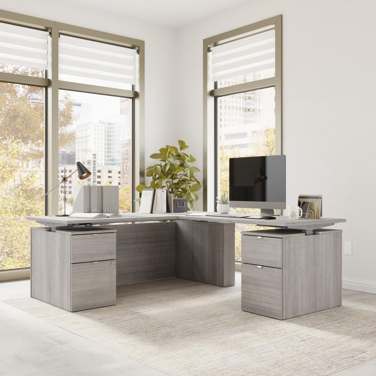  Bush Business Furniture Stratus 72W x 78D Height Adjustable L Shaped Standing Desk with Drawers 