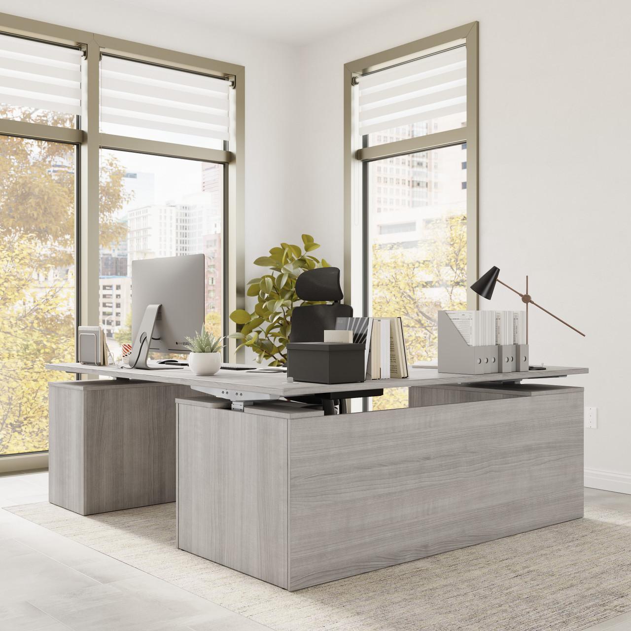  Bush Business Furniture Stratus 72W x 78D Height Adjustable L Shaped Standing Desk with Drawers 