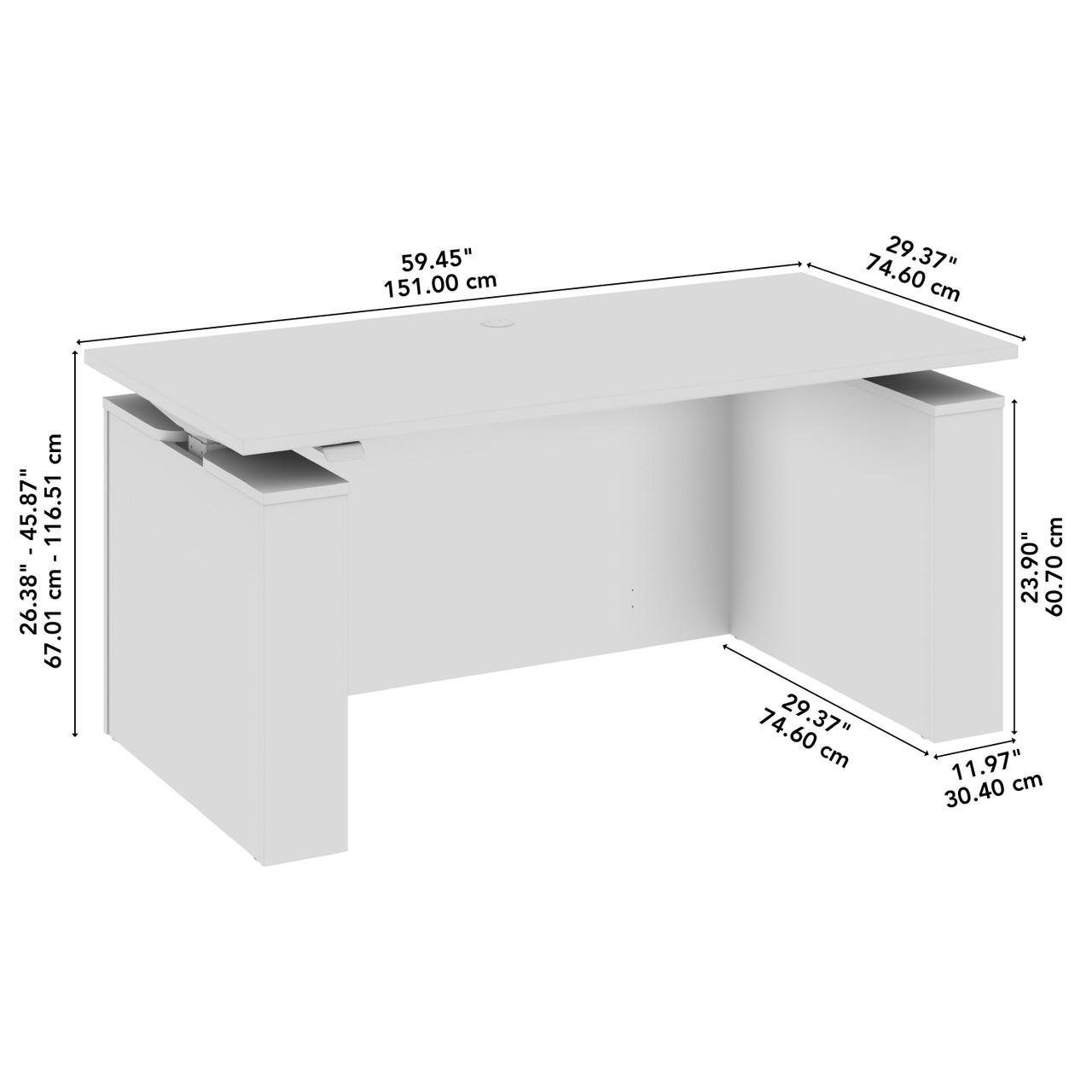  Bush Business Furniture Stratus 60W x 30D Electric Height Adjustable Standing Desk with Modesty Panel 