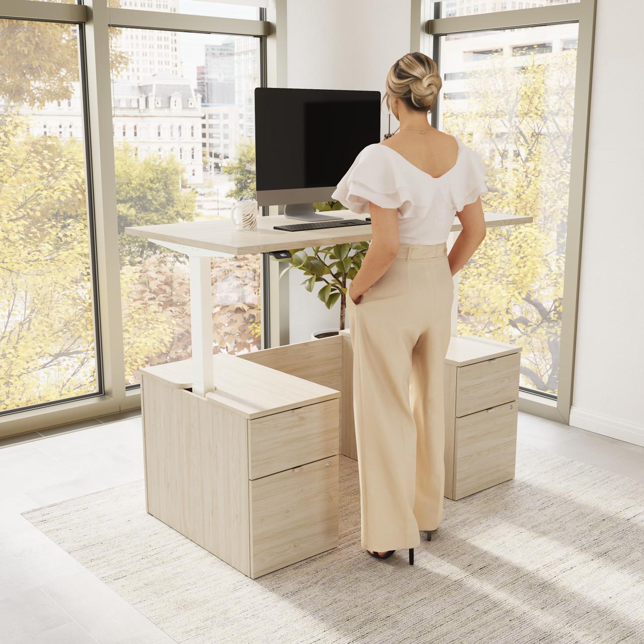  Bush Business Furniture Stratus 60W x 30D Electric Standing Desk with Drawers and Modesty Panel 
