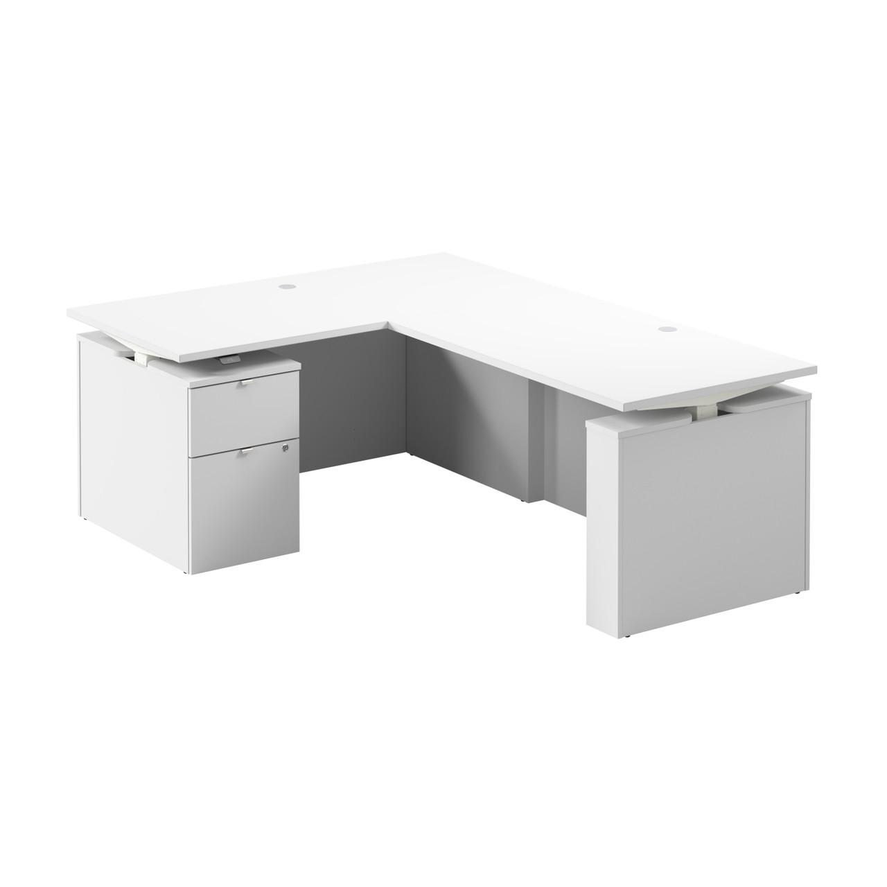 Bush Business Furniture Stratus 60W x 78D Height Adjustable L Shaped Standing Desk with File Cabinet