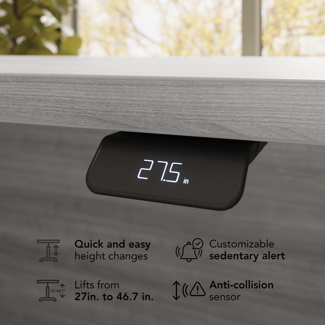  Bush Business Furniture Stratus 60W x 78D Electric Height Adjustable L Shaped Standing Desk 