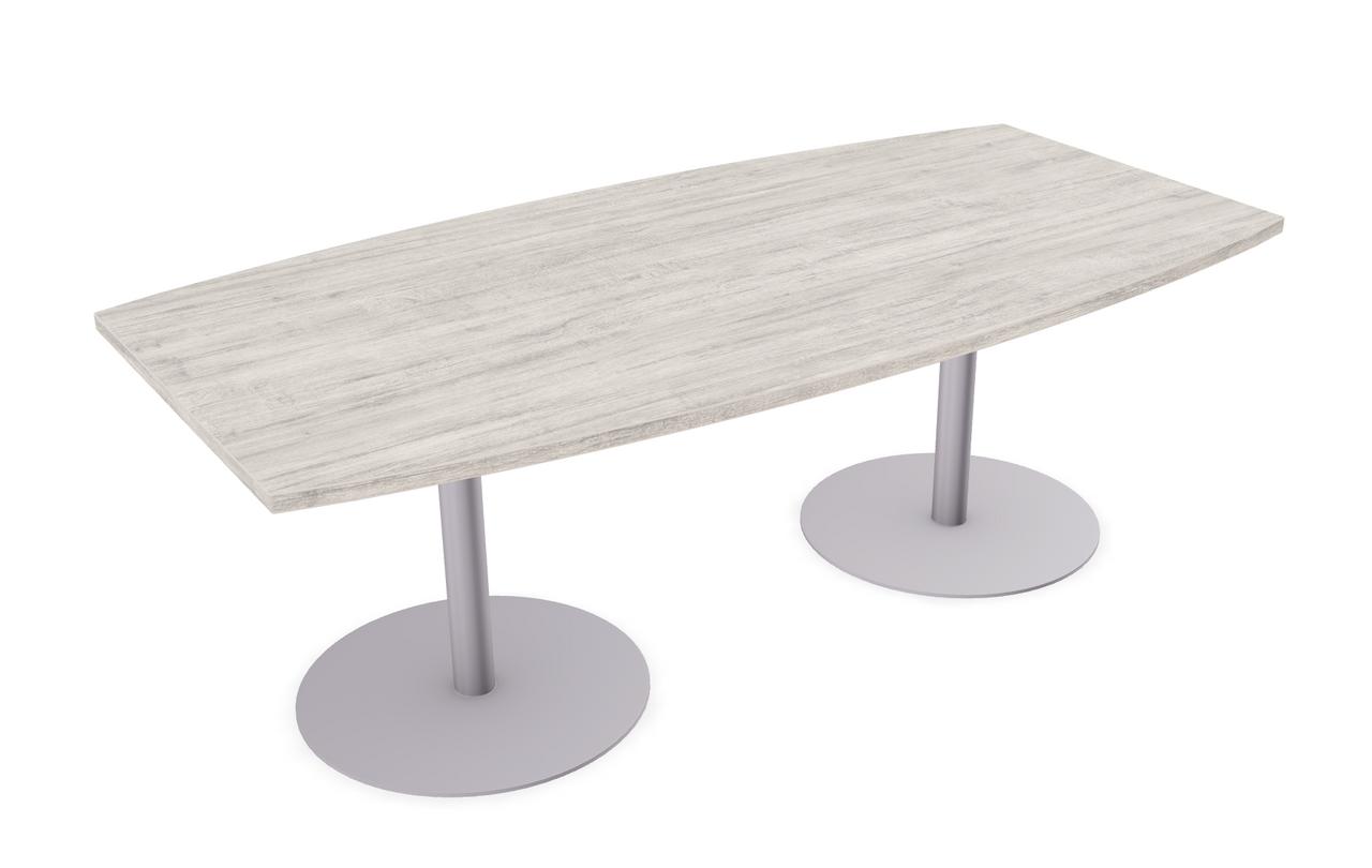  Special-T Sienna Boat Shaped Laminate Top Conference Table with Metal Disc Bases (Available with Power!) 