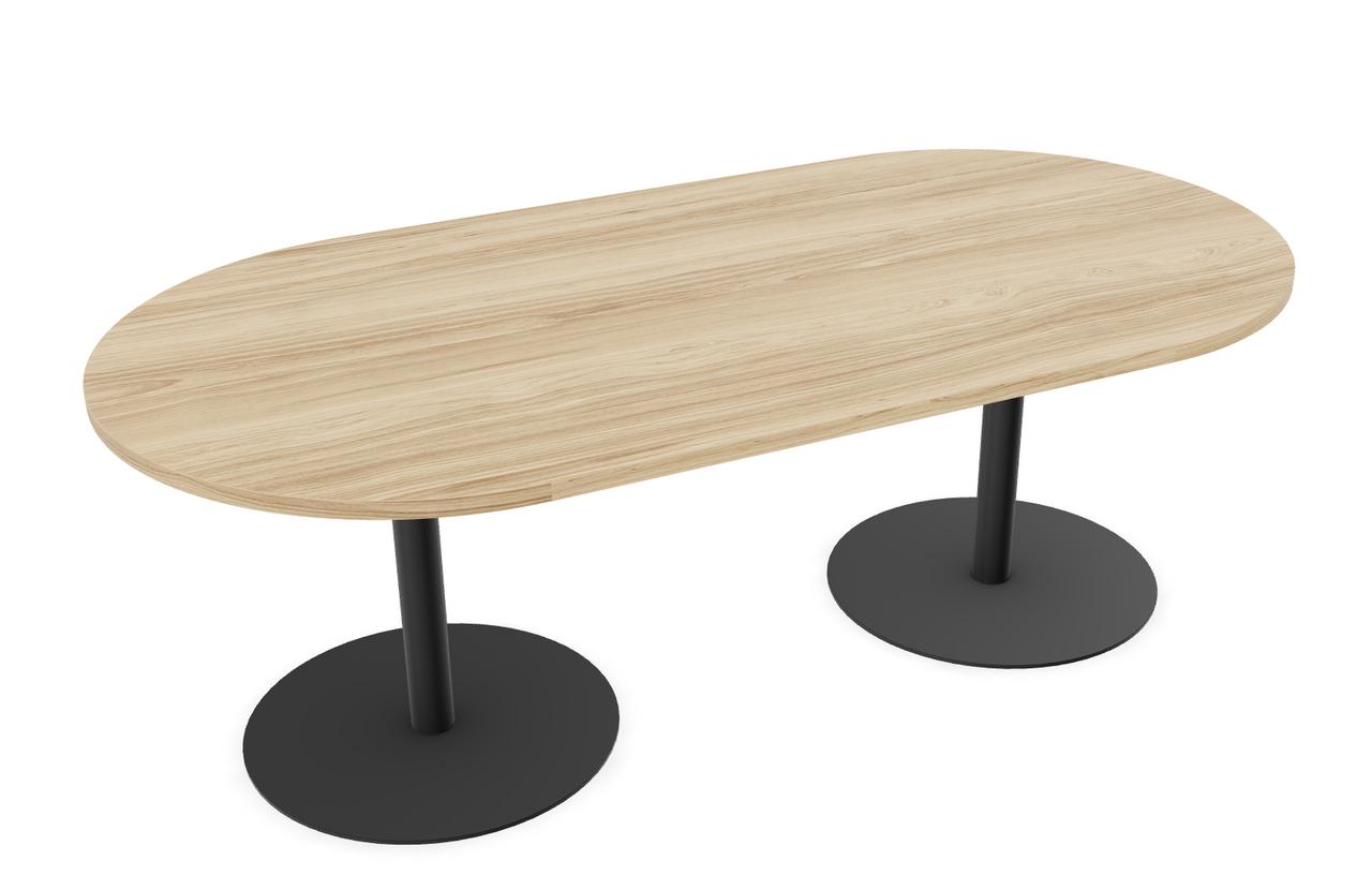  Special-T Sienna Racetrack Laminate Top Conference Table with Metal Disc Bases (Available with Power!) 