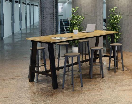 KFI Studios KFI Midtown 8' Standing Height Collaborative Table with Thermally Fused Laminate Top (Available with Power!) 