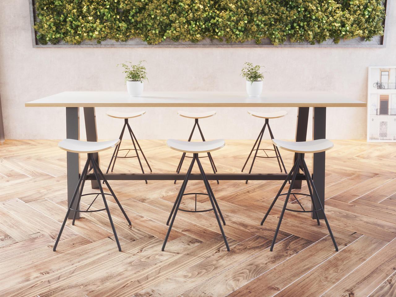 KFI Studios KFI Midtown 8' Standing Height Collaborative Table with Thermally Fused Laminate Top (Available with Power!) 