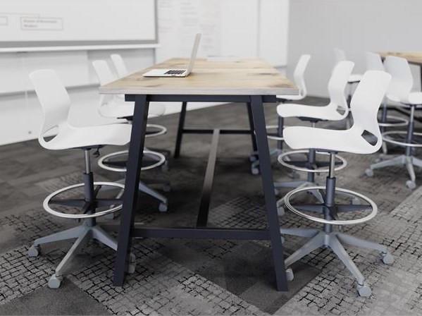 KFI Studios KFI Midtown 8' Standing Height Collaborative Table with Thermally Fused Laminate Top (Available with Power!) 
