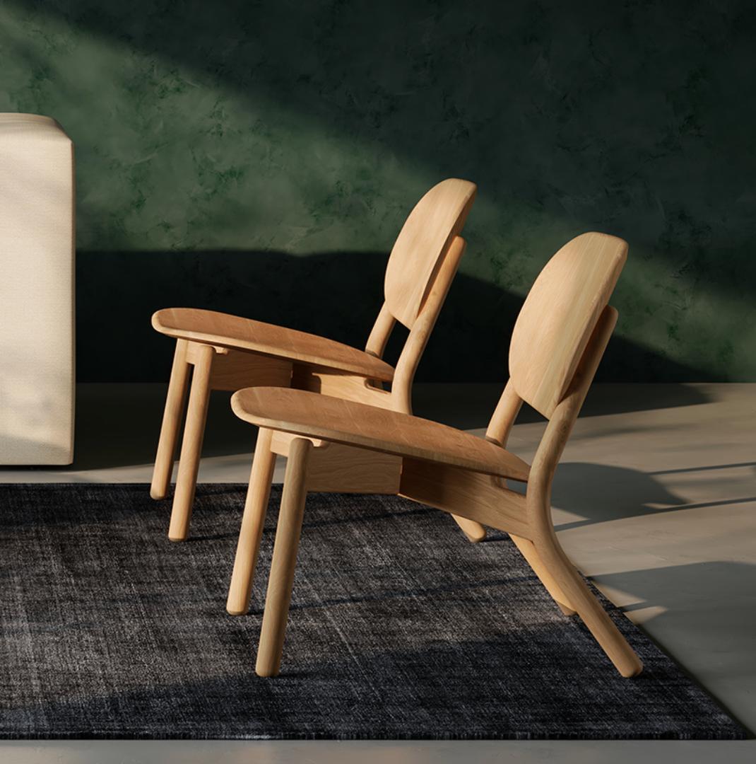  KFI Studios Silva Stained Beech Wood Lounge Chair 