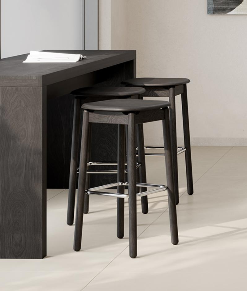  KFI Studios Silva Stained Beech Wood Bar Stool 