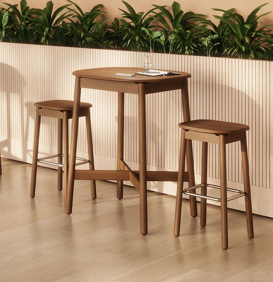  KFI Studios Silva Stained Beech Wood Bar Stool 