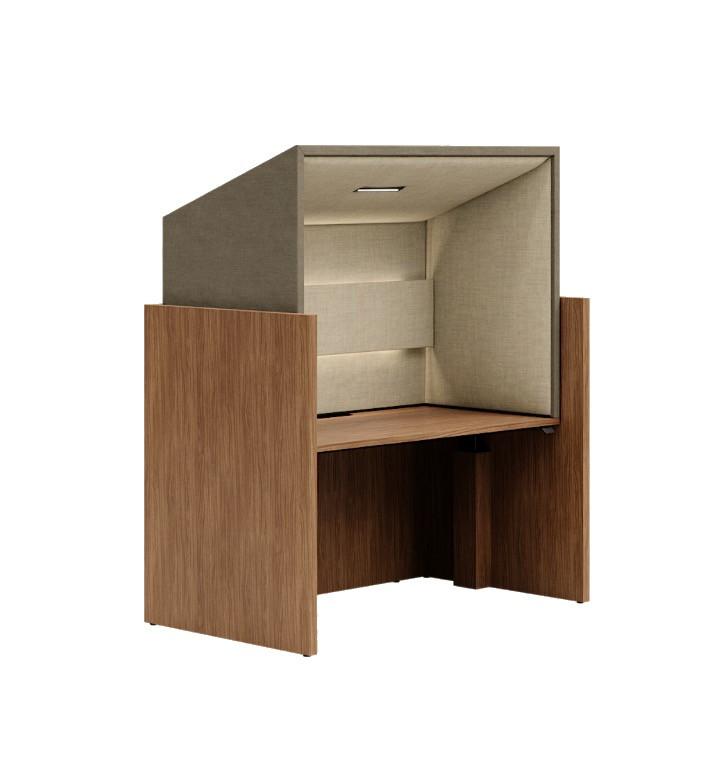  KFI Studios Canopy Height Adjustable High Pressure Laminate Workstation with Upholstered Privacy Hood WS100-LEW-L 