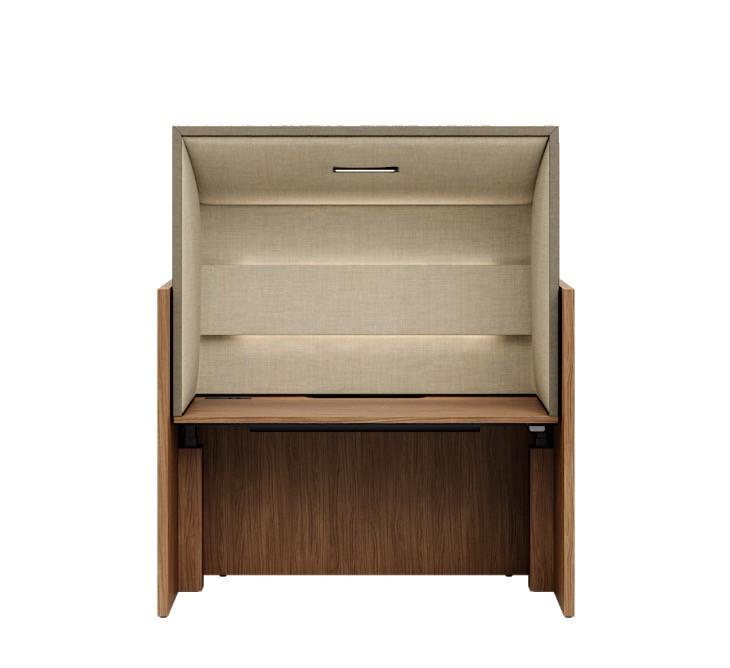  KFI Studios Canopy Height Adjustable High Pressure Laminate Workstation with Upholstered Privacy Hood WS100-LEW-L 
