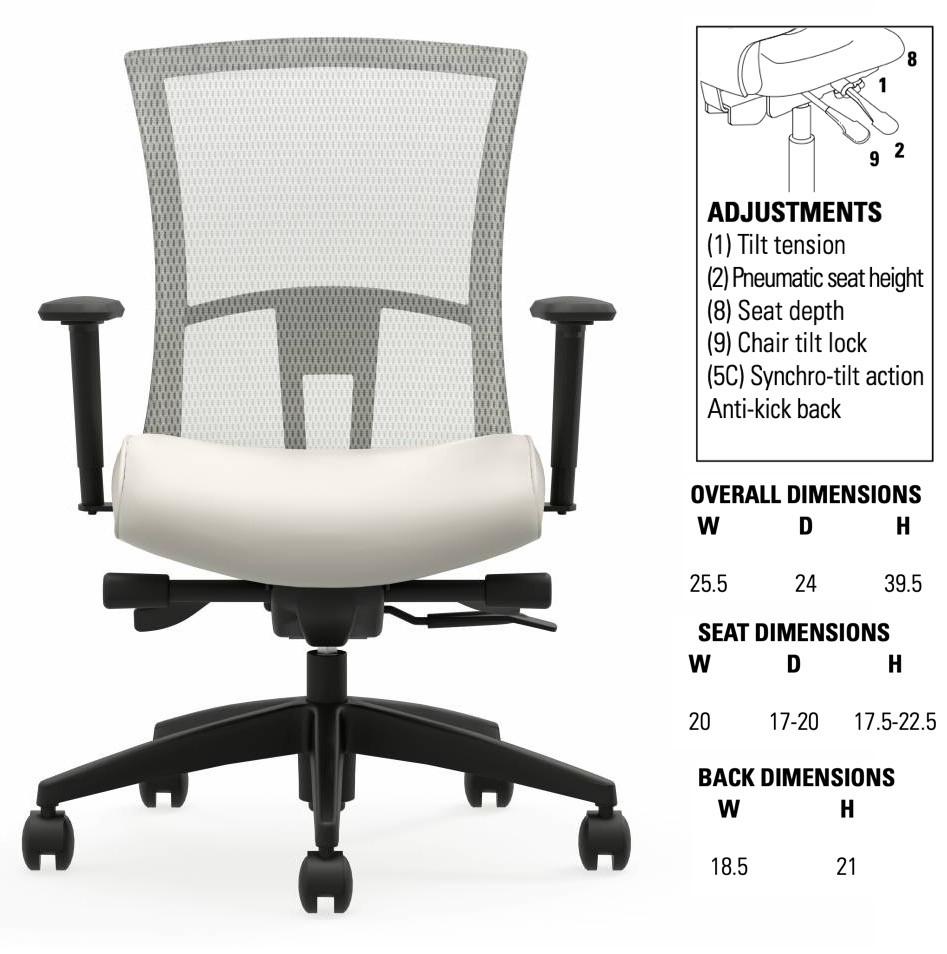 Global Total Office Global Vion Series Mesh Medium Back Synchro-Tilter Chair
