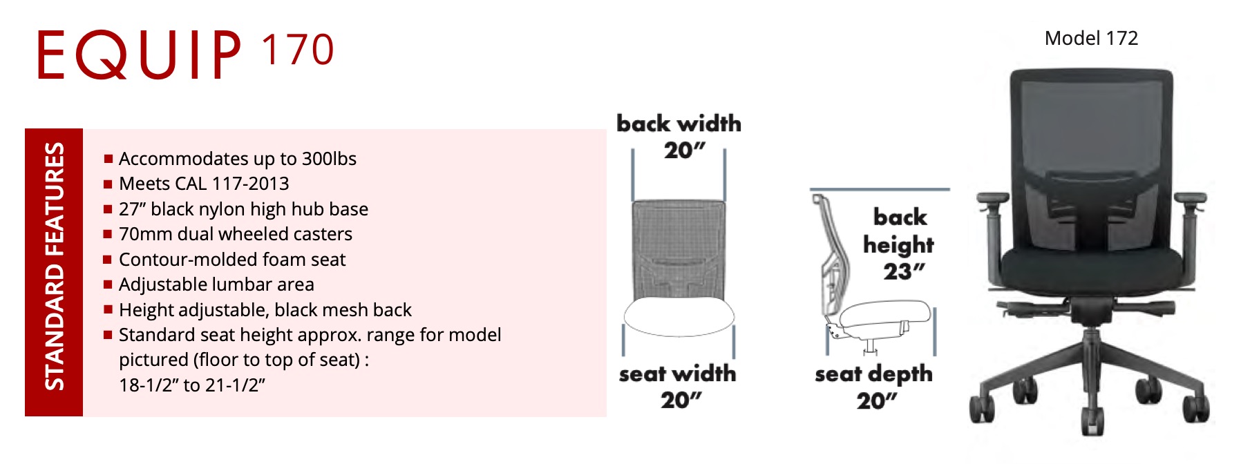 RFM Equip Collection Mesh Back Task Chair Model 172