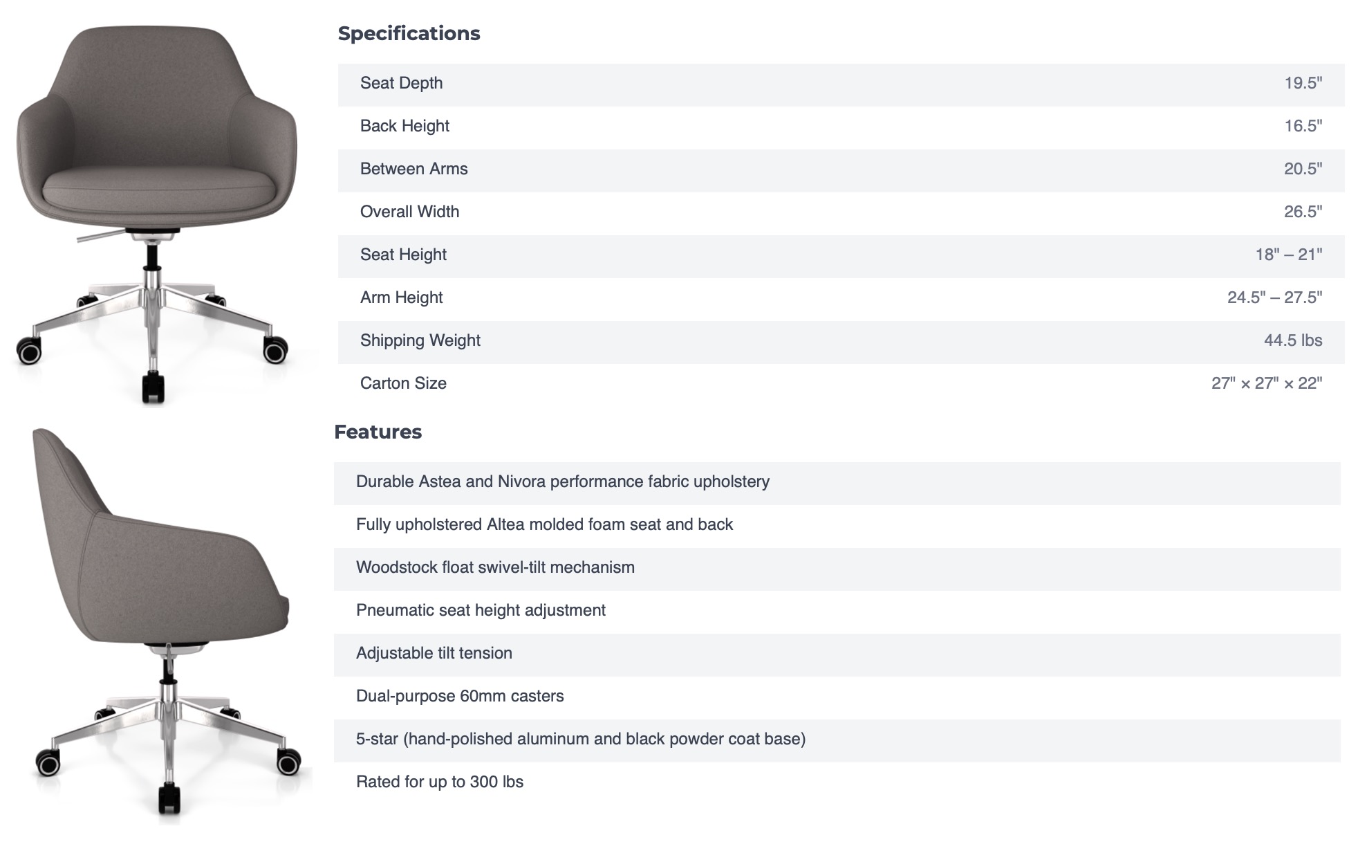 Woodstock Marketing Grace Swivel Tilt Conference Room Chair