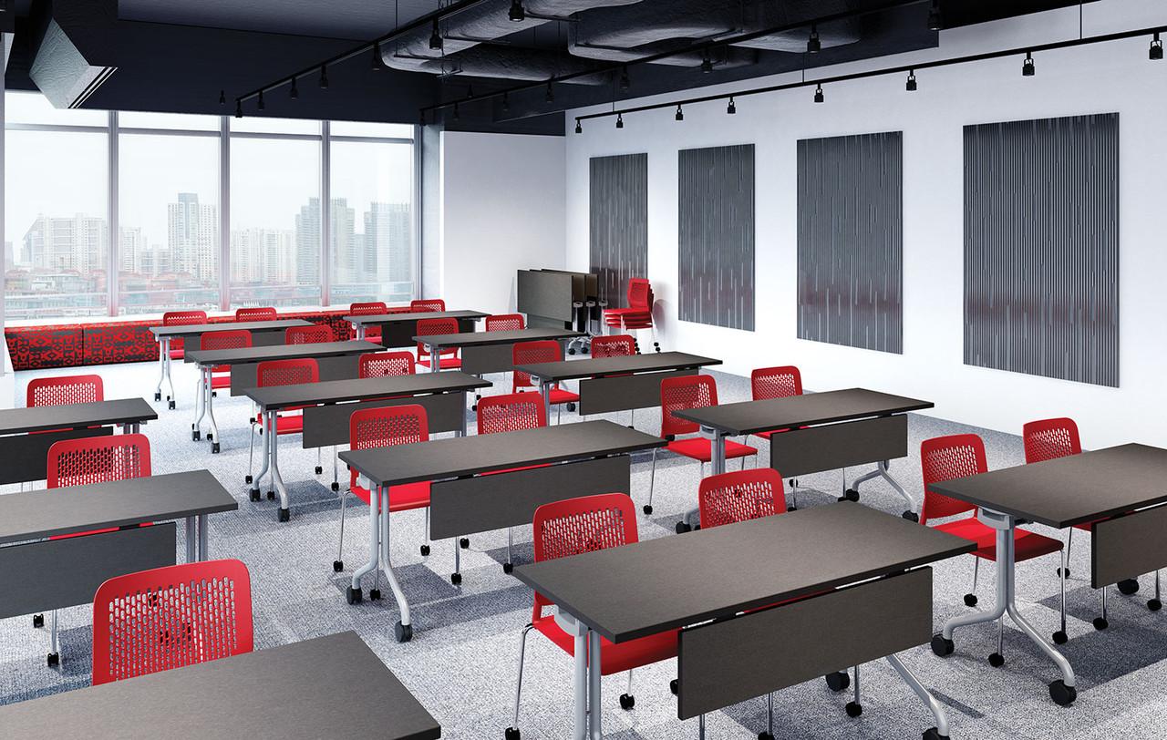 HPFI Furniture 4-Pack of Easy To Clean Stackable Mobile Training & Classroom Chairs - HPFI Timbre 286 