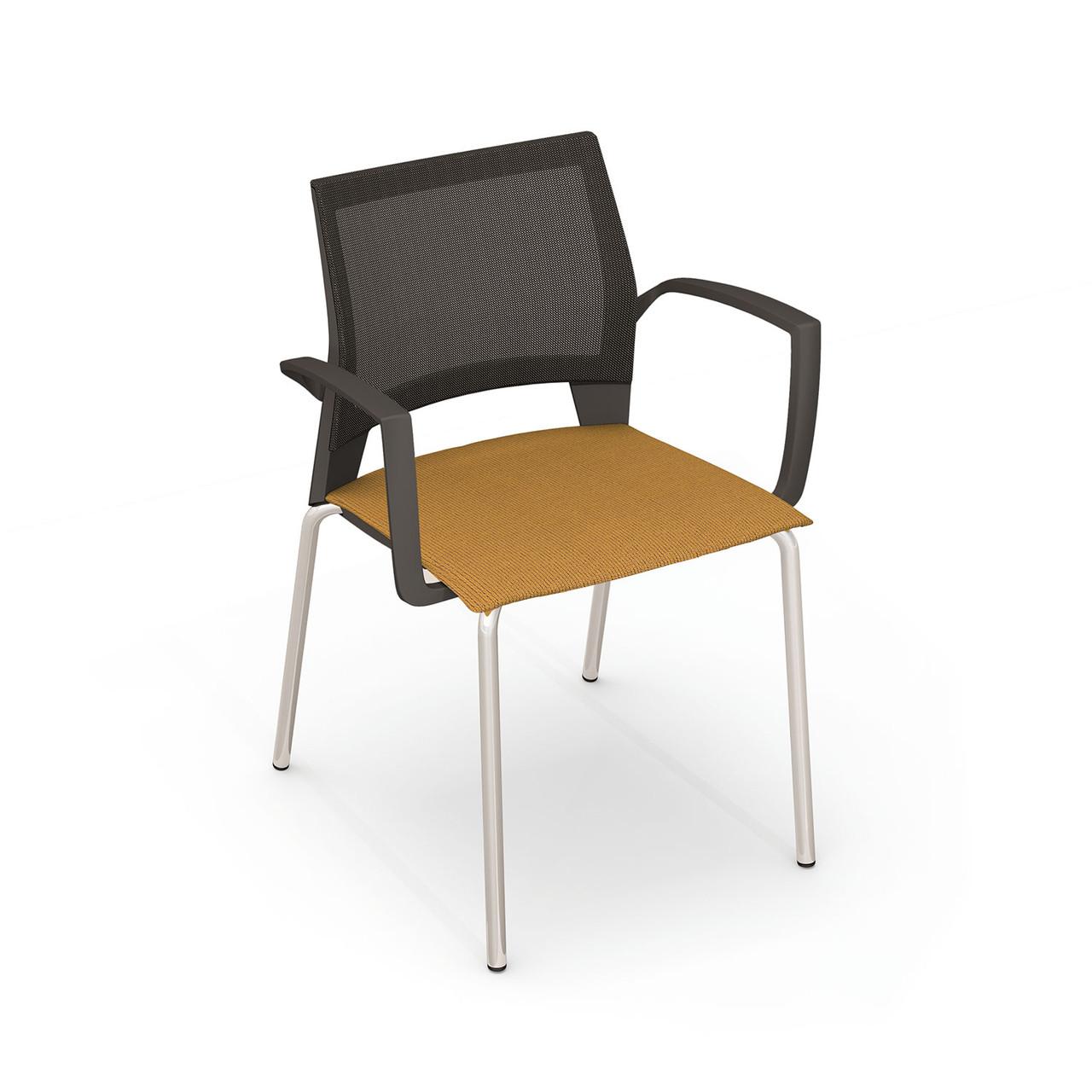 HPFI Furniture 2-Pack of Stackable Mesh Back Armchairs Upholstered Seats - HPFI Tone Seating 