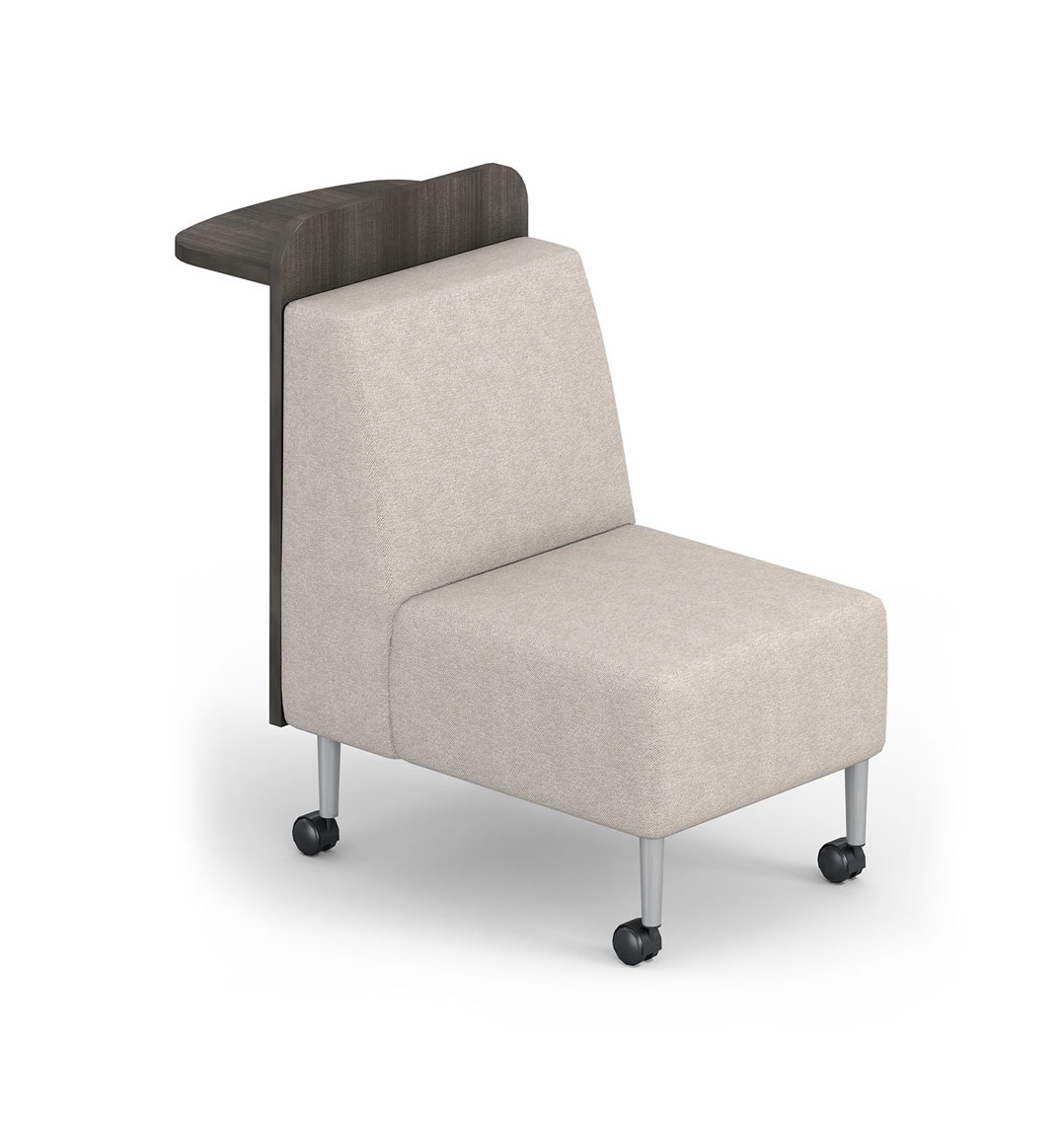 HPFI Eve Lounge Collection Mobile Teaming Chair with Laminate Back Panel and Fold Down Shelf 5825