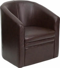 Flash Furniture FL-GO-S-03-BN-FULL-GG-Flash Furniture Brown Leather Barrel-Shaped Guest Chair 