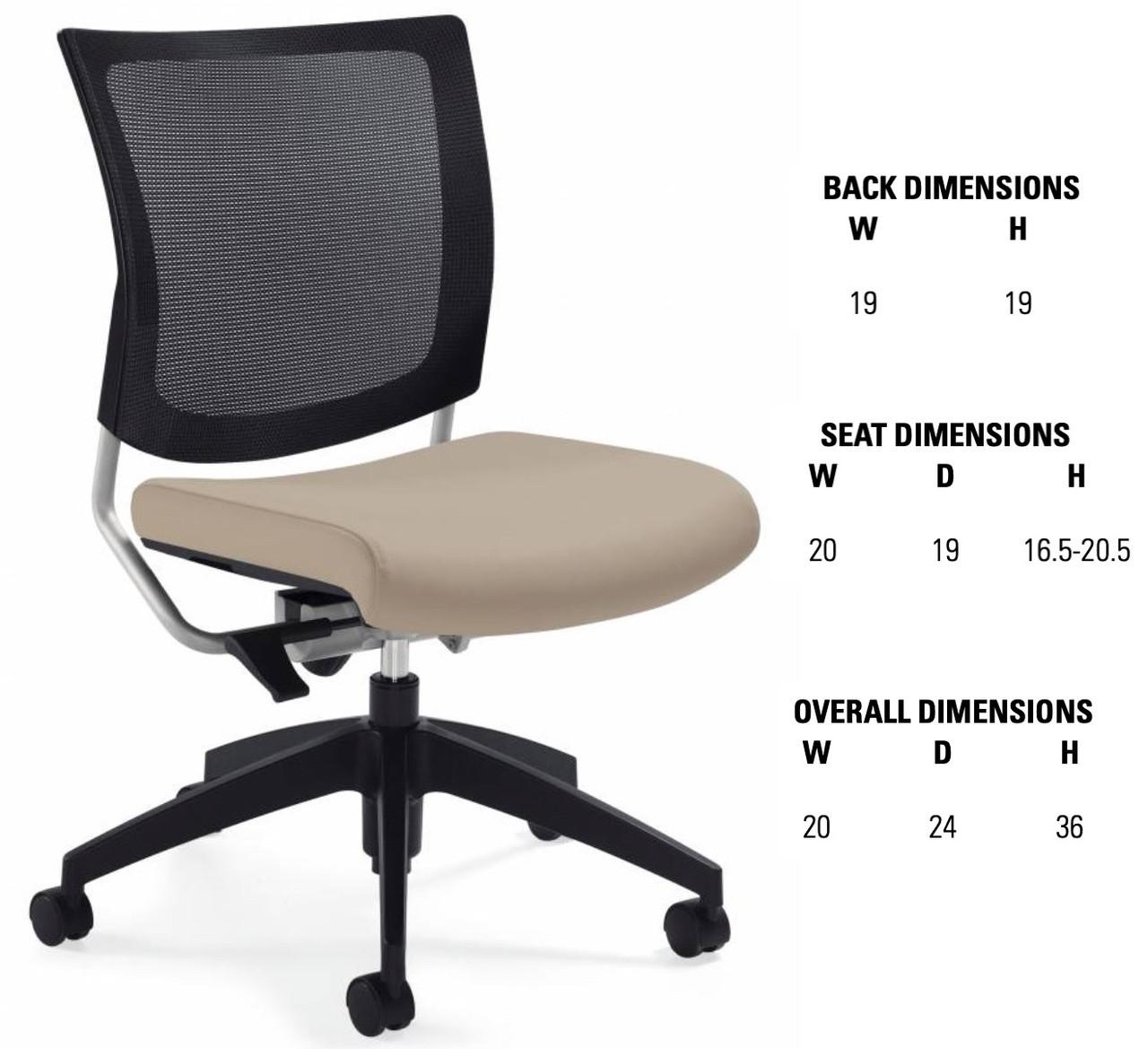 Global Total Office Global Graphic Armless Mesh Back Office Chair 2736MB