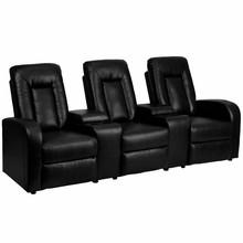 Flash Furniture 3 Person Black Leather Home Theater Recliner with Storage Consoles by Flash Furniture 