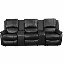 Flash Furniture 3 Person Black Leather Pillow Top Home Theater Recliner with Storage Console by Flash Furniture (Middle Seat Does Not Recline) 