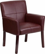  Flash Furniture Burgundy Leather Side Chair or Reception Chair with Mahogany Legs 