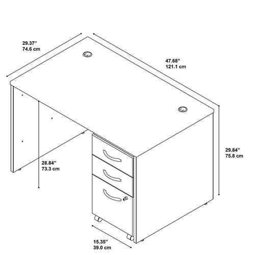 Bush Business Furniture Bush Series C 48" Desk with Mobile BBF Pedestal 